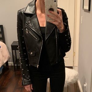 Studded Faux Leather Cropped Jacket